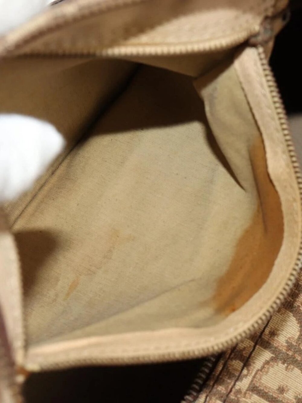 Christian Dior Trotter Canvas Boston Bag Beige Gold Auth 157139 - Picture 13 of 16